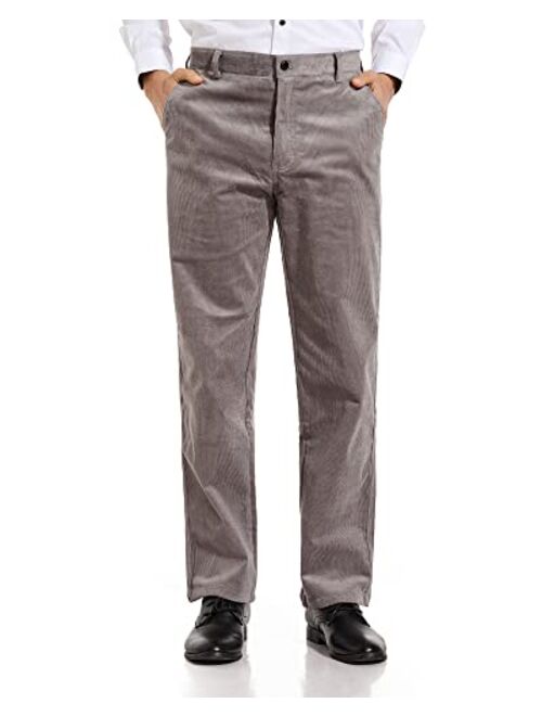 Alimens & Gentle Men's No-Iron Straight-fit Flat-Front Corduroy Pant