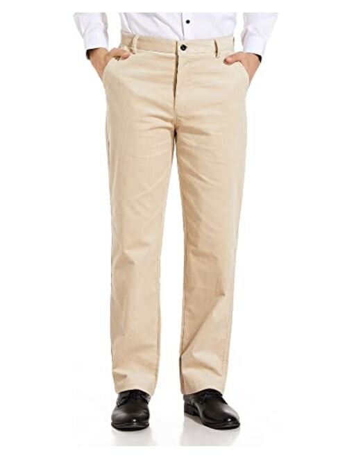 Alimens & Gentle Men's No-Iron Straight-fit Flat-Front Corduroy Pant