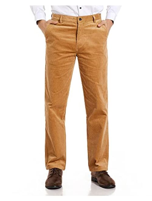 Alimens & Gentle Men's No-Iron Straight-fit Flat-Front Corduroy Pant