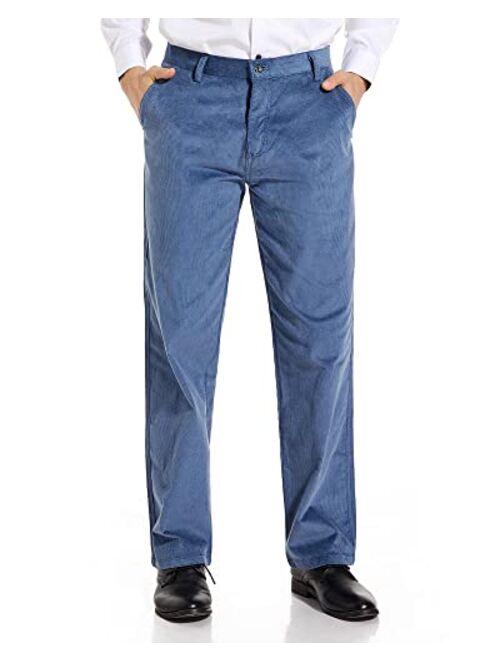 Alimens & Gentle Men's No-Iron Straight-fit Flat-Front Corduroy Pant