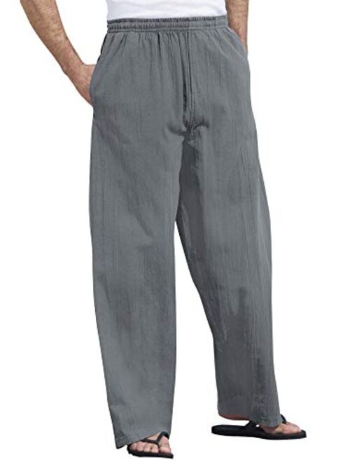 KingSize KS Island Men's Big & Tall Elastic Waist Gauze Cotton Pants