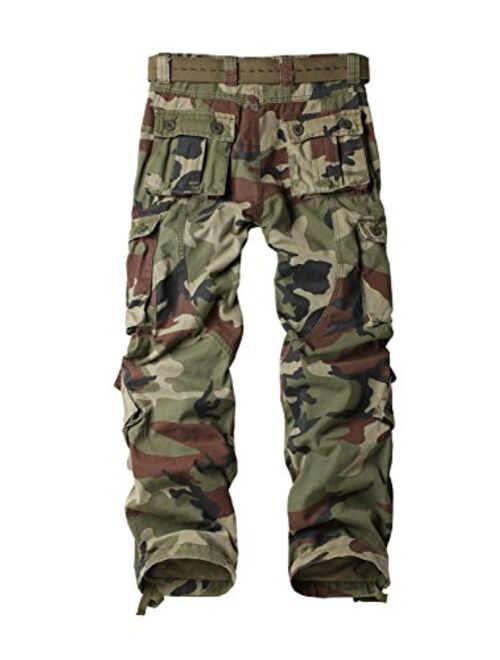 KOCTHOMY Men's Cargo Pants, Camo Tactical Military Army Ripstop Cotton Casual Work Pants with Mulit Pocket