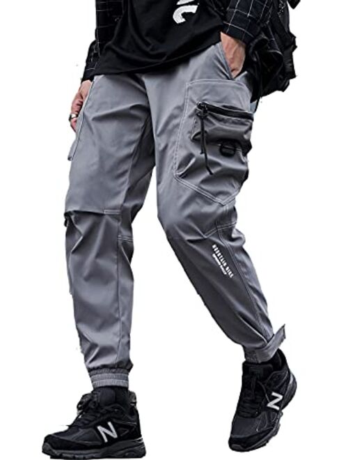 Ambcol Men's Jogger Pants Punk Cargo Baggy Techwear Streetwear Hip Hop Couple Women Unisex Sports Casual Pants