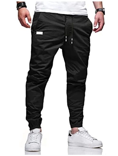 BIBONG Men Joggers Chino Cargo Pants Hiking Outdoor Recreation Pants Twill Fitness Track Jogging Pants Casual Cotton Pants