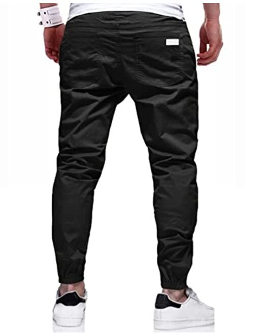 BIBONG Men Joggers Chino Cargo Pants Hiking Outdoor Recreation Pants Twill Fitness Track Jogging Pants Casual Cotton Pants