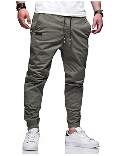 BIBONG Men Joggers Chino Cargo Pants Hiking Outdoor Recreation Pants Twill Fitness Track Jogging Pants Casual Cotton Pants