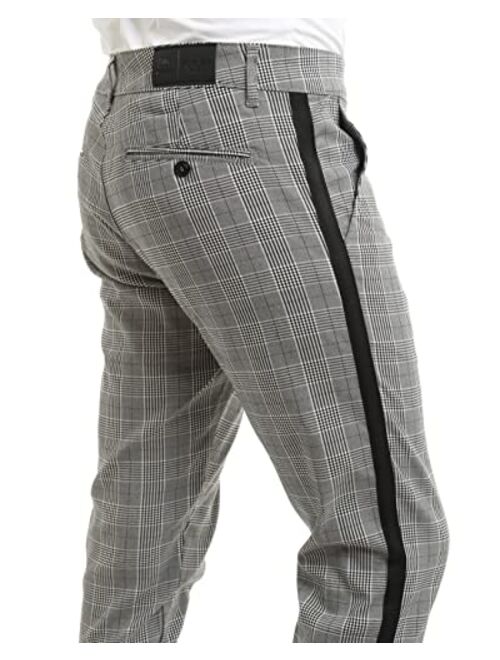 Wetta Plaid Pants for Men - Skinny Chinos Pants Men Stretchy Mens Fashion Plaid Pants