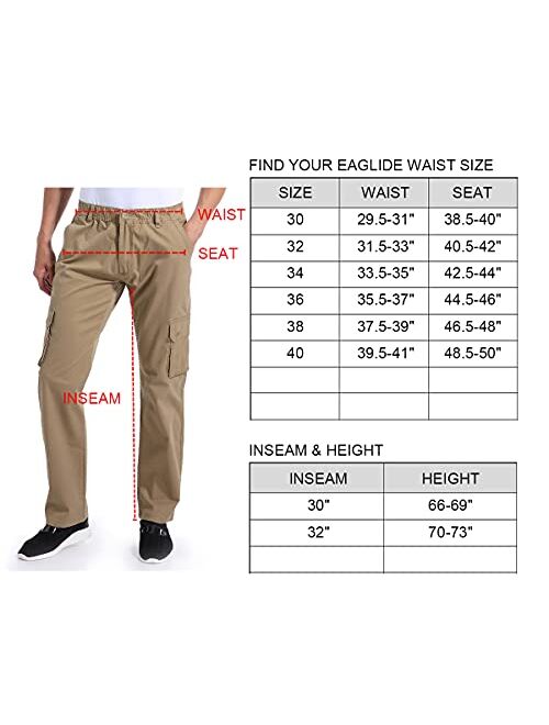 Eaglide Men's Outdoor Elastic Cargo Pant, Mens Pockets Cotton Tactical Pants