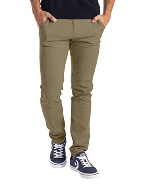 westAce Mens Stretch Skinny Slim Fit Chino Pants Flat Front Casual Super Spandex Trousers