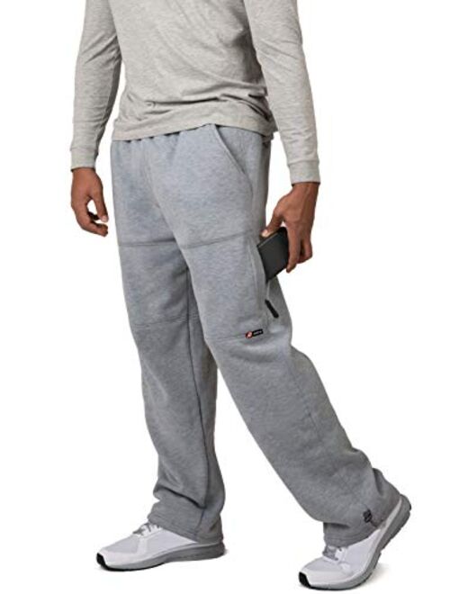 Vibes Men's Cargo Zipper Pocket Sweatpants Adjustable Bungee Cord Open Bottom