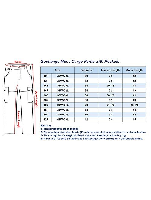 Gochange Cargo Pants for Men Relaxed Fit,Mens Work Pants Stretch Cargo, Rip Stop Mens Casual Pants Slim Fit