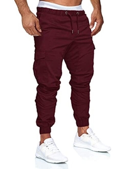 Licemere Mens Pants Cargo Joggers Sweatpants Casual Pant Slim Fit Chino Trousers with Pockets