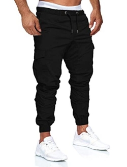 Licemere Mens Pants Cargo Joggers Sweatpants Casual Pant Slim Fit Chino Trousers with Pockets