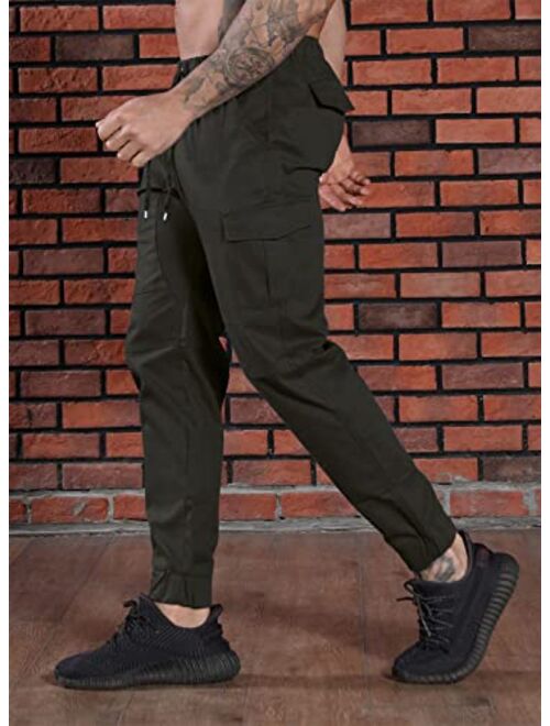 Licemere Mens Pants Cargo Joggers Sweatpants Casual Pant Slim Fit Chino Trousers with Pockets