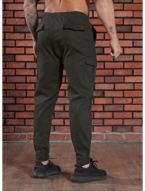 Licemere Mens Pants Cargo Joggers Sweatpants Casual Pant Slim Fit Chino Trousers with Pockets