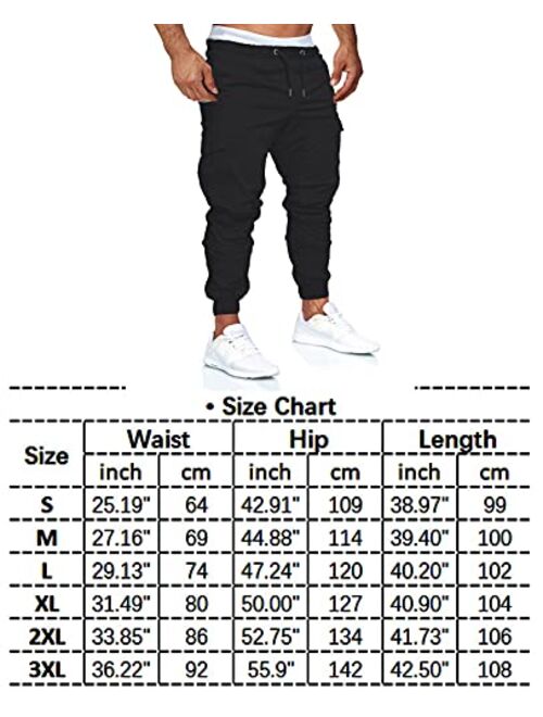 Licemere Mens Pants Cargo Joggers Sweatpants Casual Pant Slim Fit Chino Trousers with Pockets