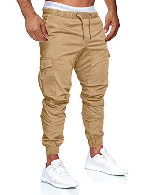 Licemere Mens Pants Cargo Joggers Sweatpants Casual Pant Slim Fit Chino Trousers with Pockets