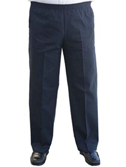 The Senior Shop Men's Full Elastic Waist, No Zipper, Buttons or Loops, Pull On Twill Casual Pant