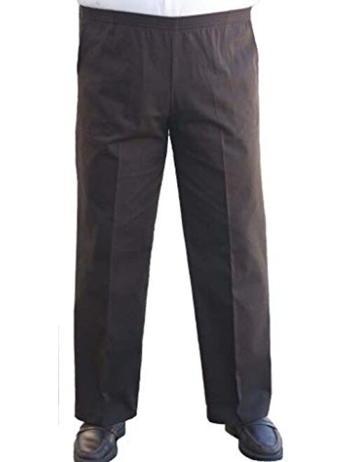 The Senior Shop Men's Full Elastic Waist, No Zipper, Buttons or Loops, Pull On Twill Casual Pant