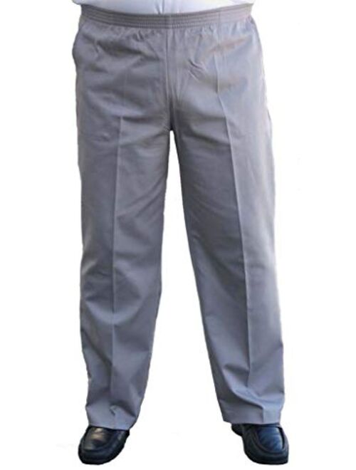 The Senior Shop Men's Full Elastic Waist, No Zipper, Buttons or Loops, Pull On Twill Casual Pant