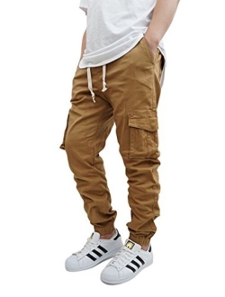 URBANJ Men's Twill Cargo Jogger Pants Size S-5XL