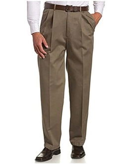 Men's Work-to-Weekend Khaki No-Iron Pleat-Front Pant with Hidden Expandable Waist