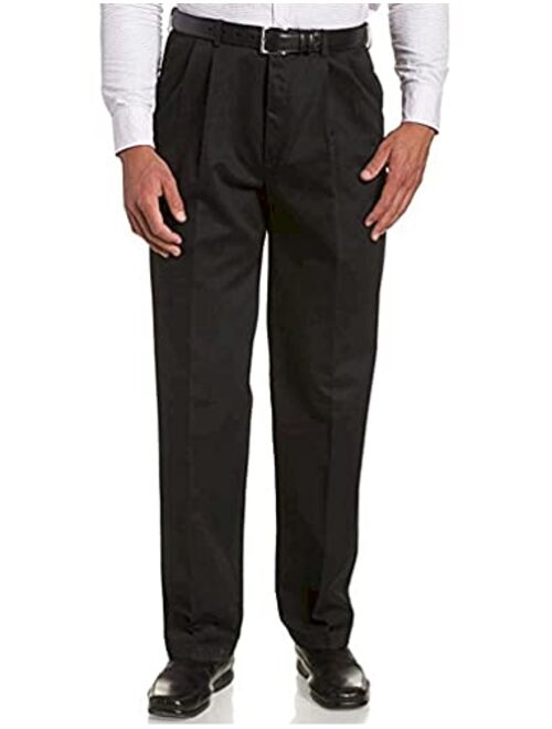 Haggar Men's Work-to-Weekend Khaki No-Iron Pleat-Front Pant with Hidden Expandable Waist