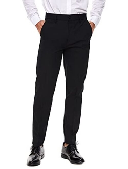 Plaid&Plain Men's Dress Pants Slim Fit Stretch Khaki Pants Wrinkle Free