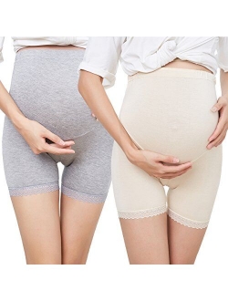 CYUURO Women's Maternity Shapewear Belly Support Short Leggings, Set of 2 Colors