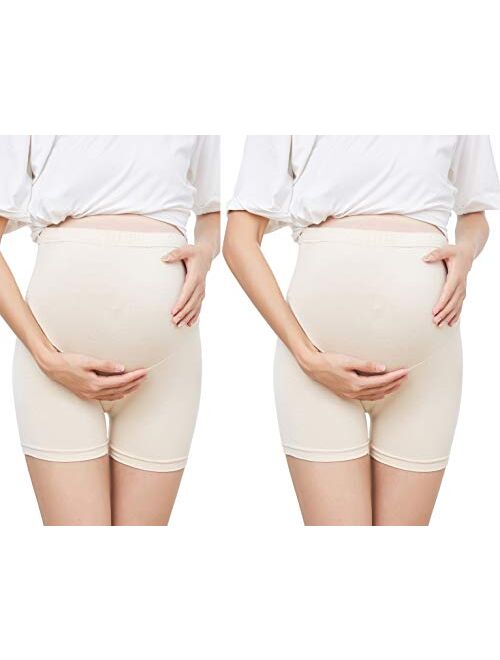 CYUURO Women's Maternity Shapewear Belly Support Short Leggings, Set of 2 Colors