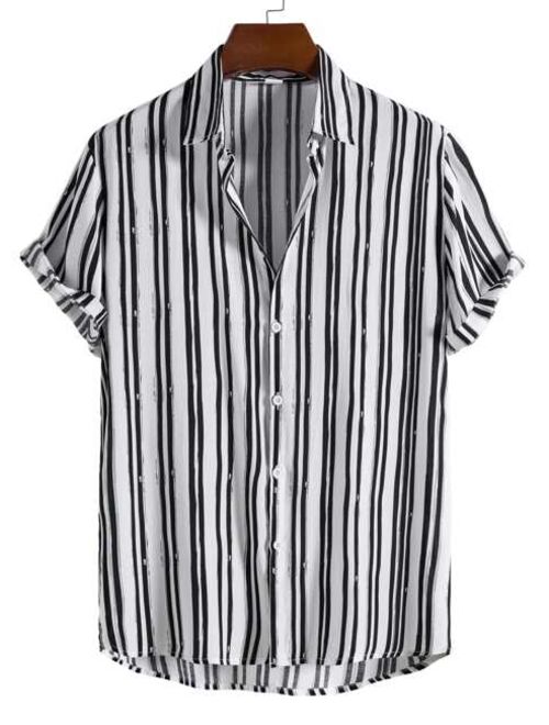 ROMWE Guys Striped Shirt