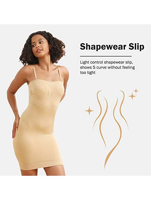 Joyshaper Strapless Shapewear Slip for Women Under Dress Women's Full Slips Dress Tummy Control Shapewear for Dresses