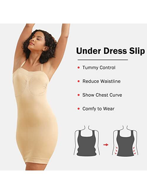 Joyshaper Strapless Shapewear Slip for Women Under Dress Women's Full Slips Dress Tummy Control Shapewear for Dresses