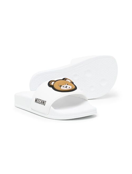 Moschino Kids Teddy appliqué-logo slides