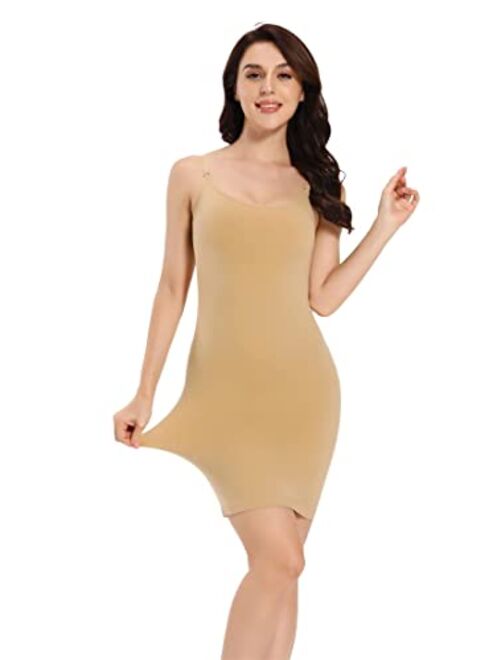 Joyshaper Womens Full Body Slip Shaper for Under Dresses Slip Shapewear Spaghetti Strap Tummy Control Seamless