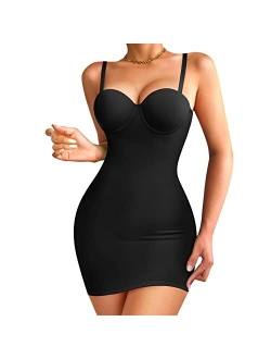 RGAINON Women Full Slip Shapewear Bodysuit for Under Dresses Lingerie Tummy Control Body Shaper Slimming Girdle Built In Bra