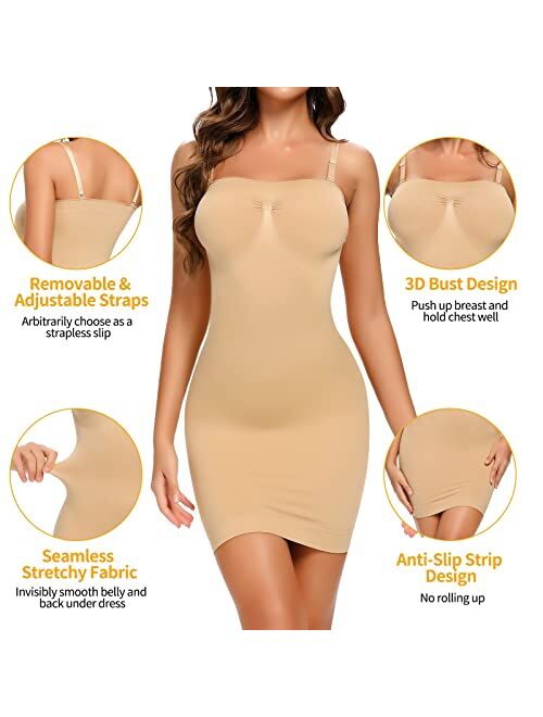 JOYSHAPER Strapless Shapewear Slip Dresses for Women Tummy
