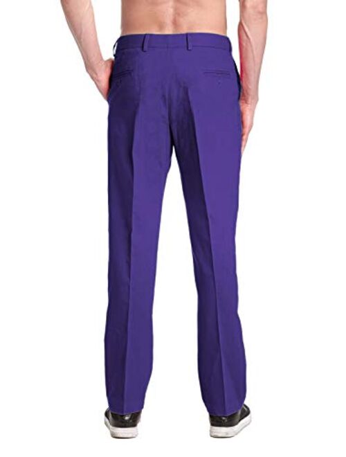 CONCITOR Brand Men's COTTON Dress Pants PURPLE INDIGO Flat Front Mens Trousers