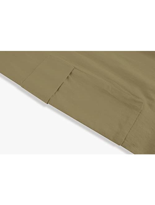 PASLTER Mens Casual Linen Cargo Pants Loose Fit Straight-Legs Elastic Drawstring Waist Summer Beach Long Pants with Pockets