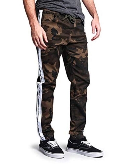 Victorious Mens Side Stripe Jogger Twill Pants