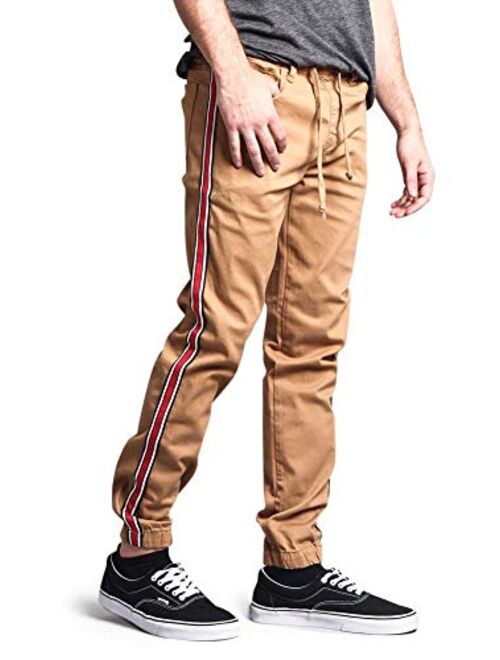 Victorious Mens Side Stripe Jogger Twill Pants