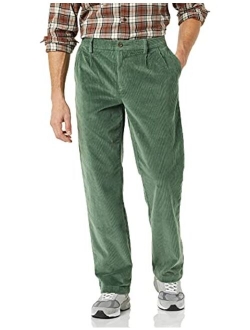 Men's Pleated Classic-fit Stretch Corduroy Chino Pant