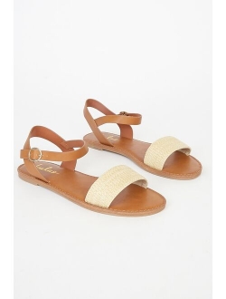 Hearts and Hashtags Natural Flat Sandals