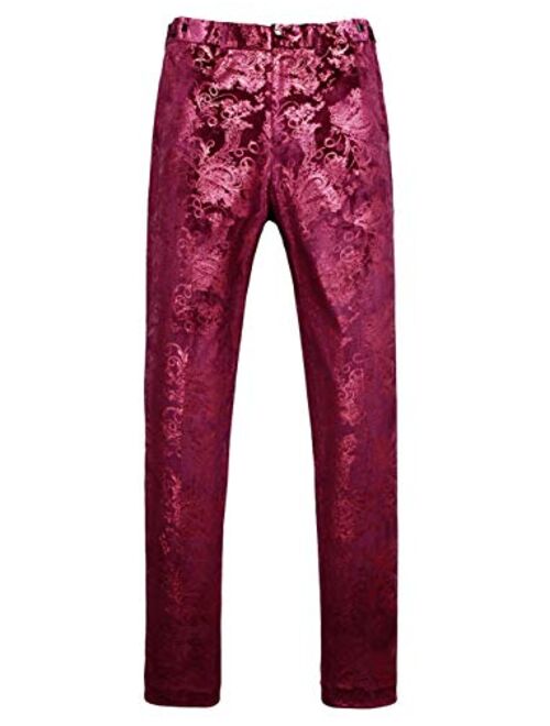 MOGU Mens Luxury Gold Dress Pants with Expandable Waist