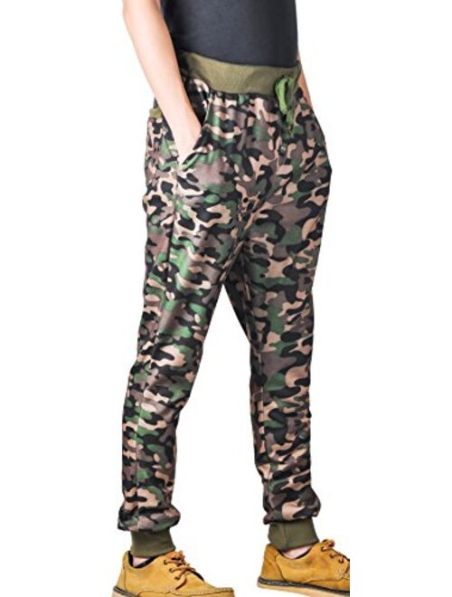 Demetory Men's Camo Pants Athleisure Training Running Harem Jogger Trousers