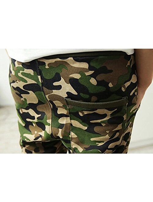 Demetory Men's Camo Pants Athleisure Training Running Harem Jogger Trousers