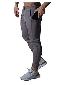 Milin Naco Mens Jogger Pants, Athletic Workout Pant with Pockets,Cotton Slim Fit Sweatpant for Men with Earbuds Hole