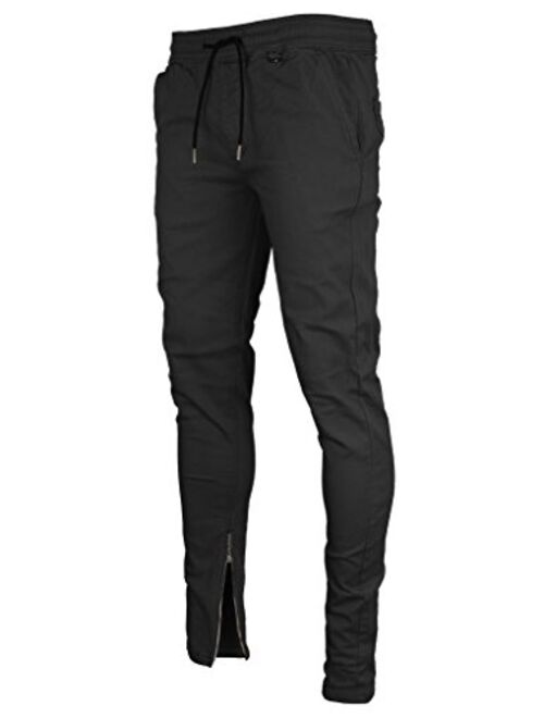 Kayden K Men's Tapered Zipper Ankle Jogger Pants