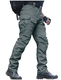 zuoxiangru Men's Water Resistant Pants Straight Fit Tactical Combat Army Cargo Work Pants with Multi Pocket