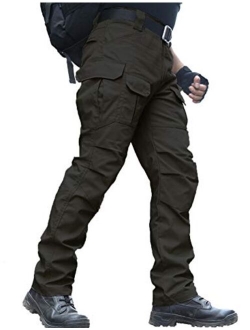 zuoxiangru Men's Water Resistant Pants Straight Fit Tactical Combat Army Cargo Work Pants with Multi Pocket